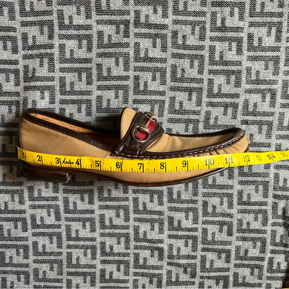 GUCCI Horsebit Accent Tan and Brown Loafers - Sz 9 - Picture 10 of 14
